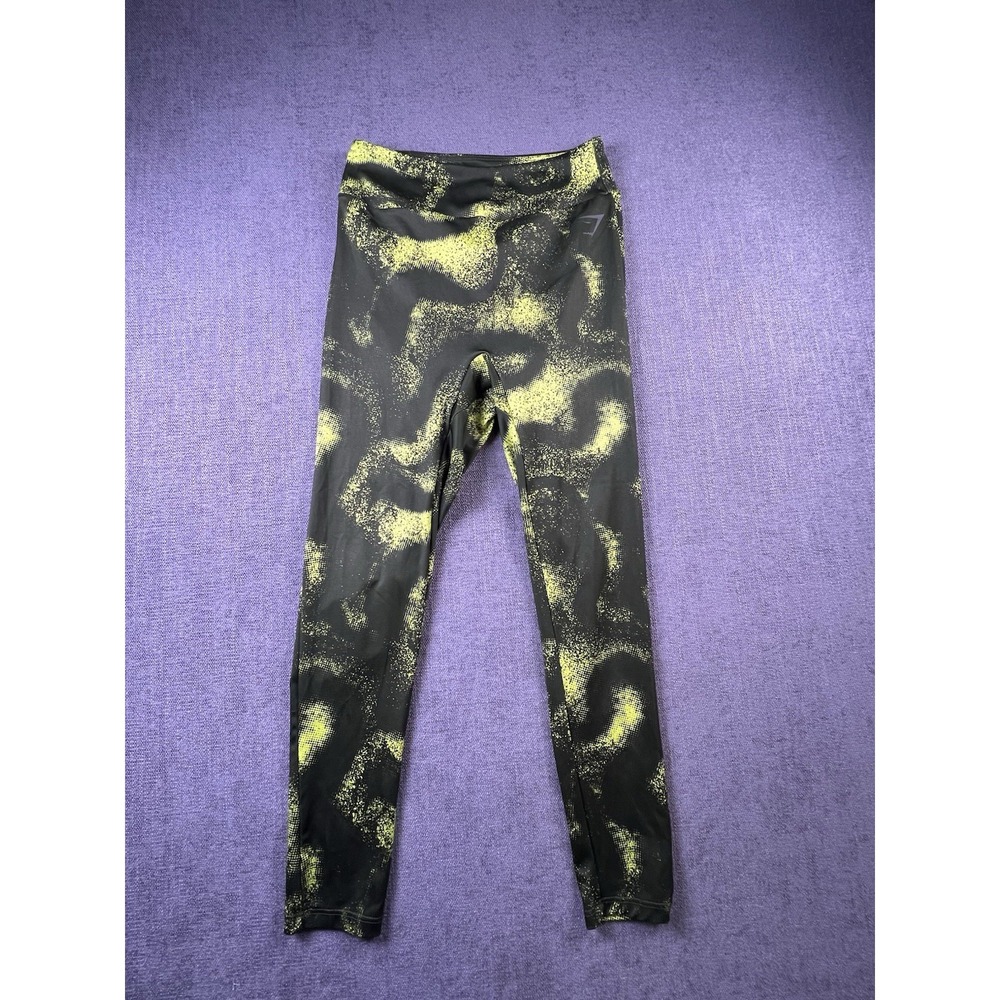 Gymshark Leggings Women's L Black Green Compression Gym Training Yoga‎ Stretch